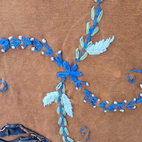 KPC Made In Nepal 100% Cotton Multicolored Razor Cut Hand Embroidered Dress- XL - Picture 9 of 11